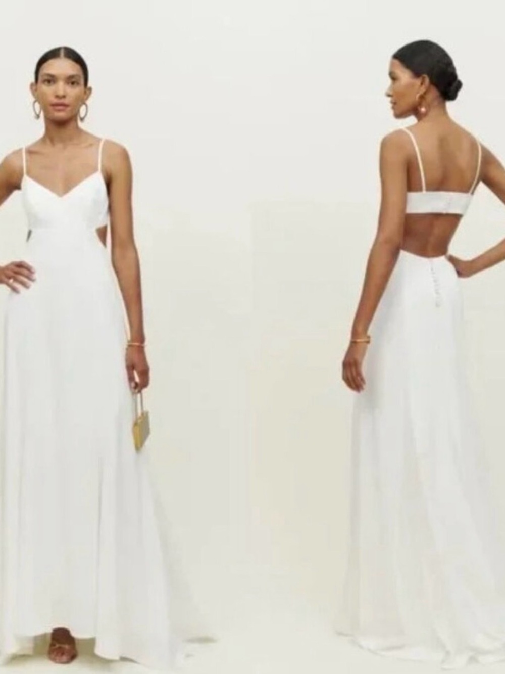 Reformation Elegant White Cut Out Maxi Dress, size 4